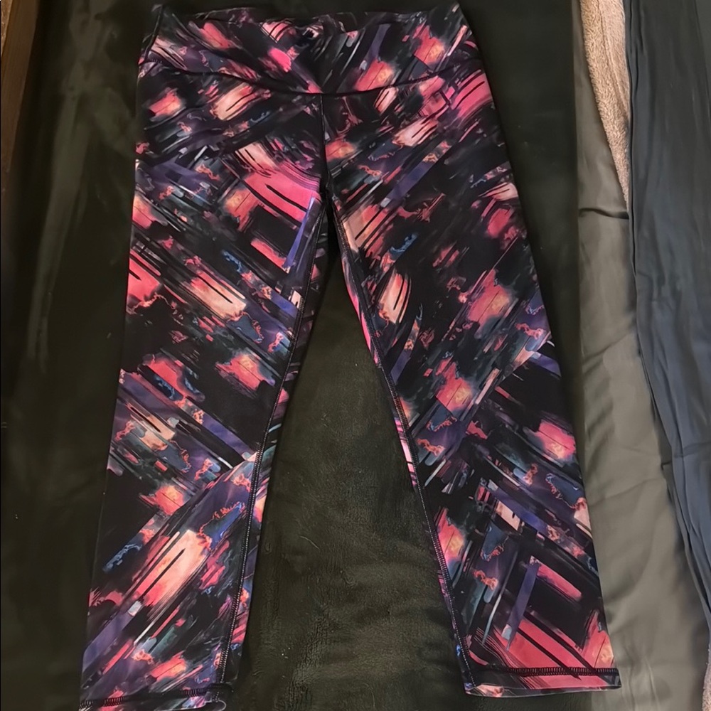 Fabletics Pink and Purple Patterned Leggings - image 1